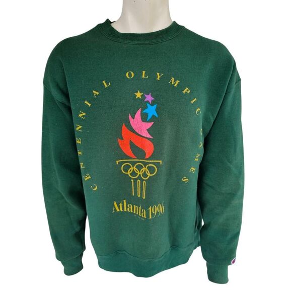 Vintage Champion Sweatshirt XL 1996 Atlanta Olympics Centennial Games Green USA - Picture 1 of 8